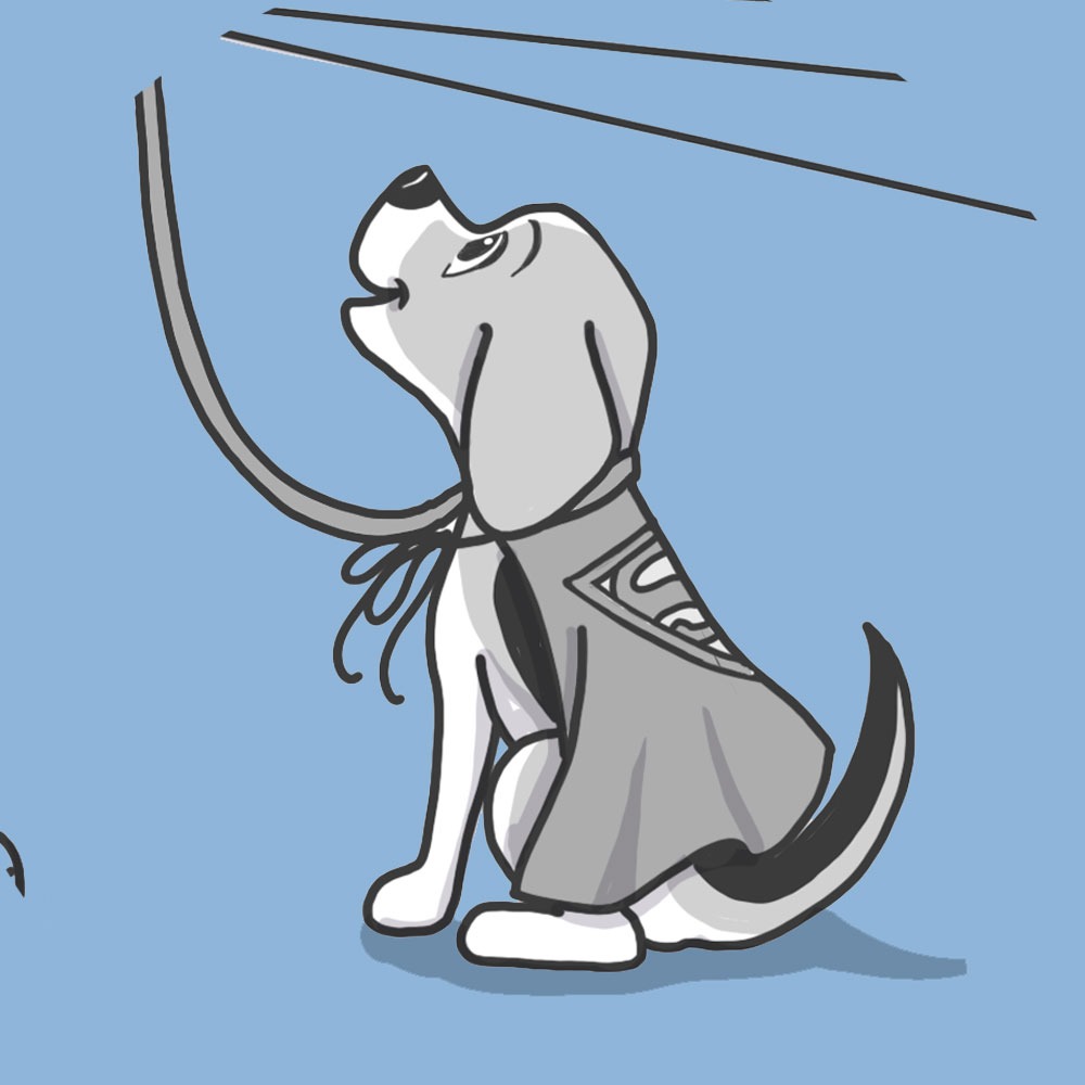 Illustration par Doggolistic d'un chiot en laisse qui va travailler à sa socialisation à le socialiser avec une éducatrice éducateur comportementaliste canin